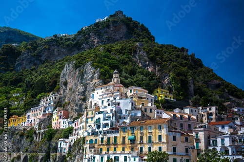 Colorful houses in Amalfi town, Campania Italy atraction