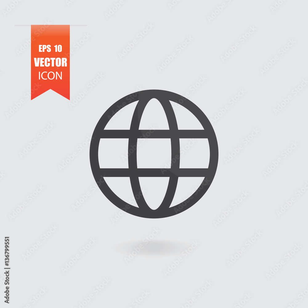 Web icon in flat style isolated on grey background.