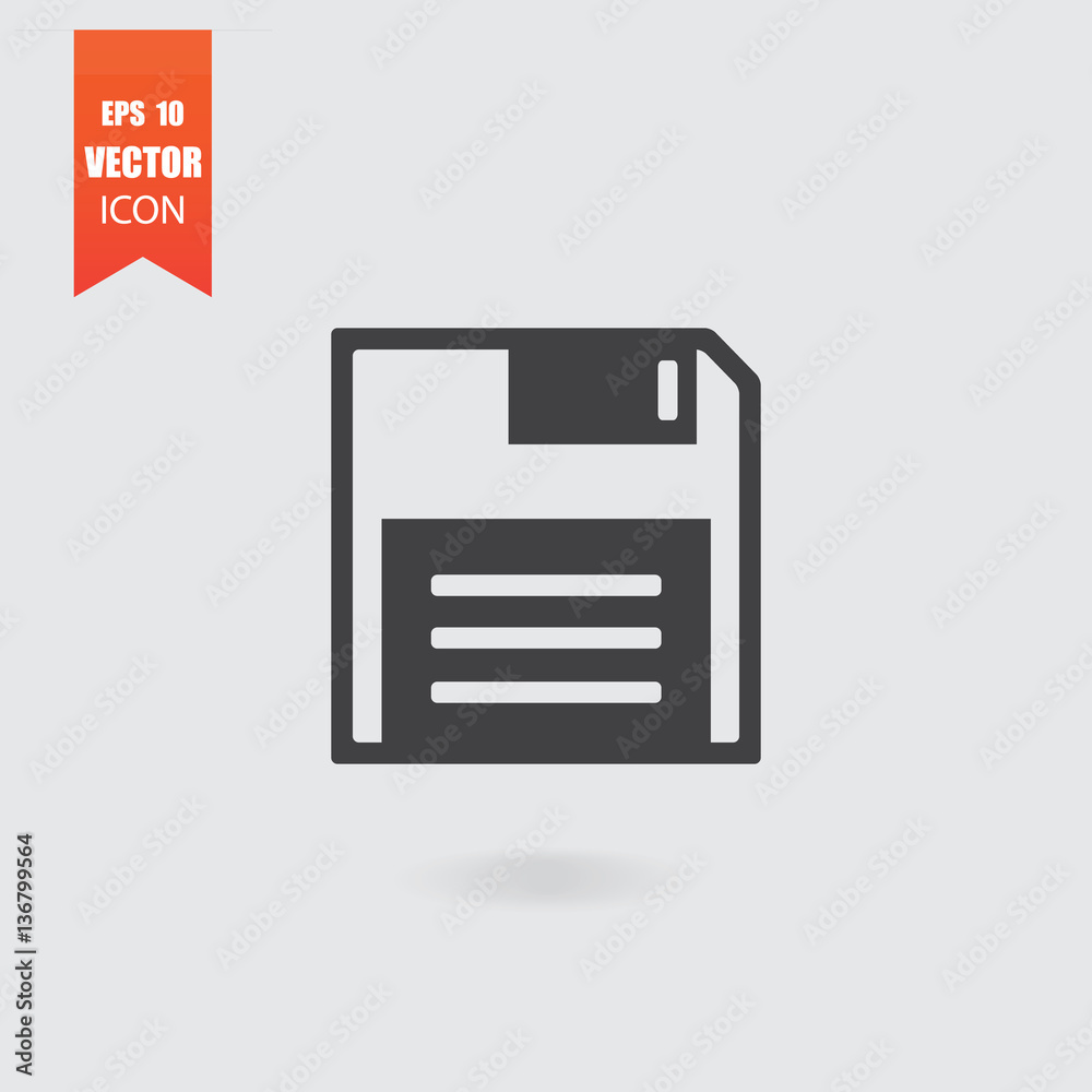 Diskette icon in flat style isolated on grey background. Diskette icon in flat style isolated on grey background.