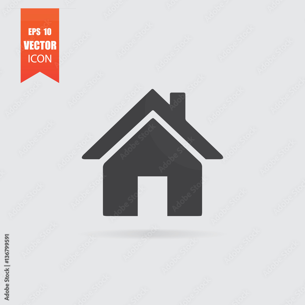 Home icon in flat style isolated on grey background. Home icon in flat style isolated on grey background.