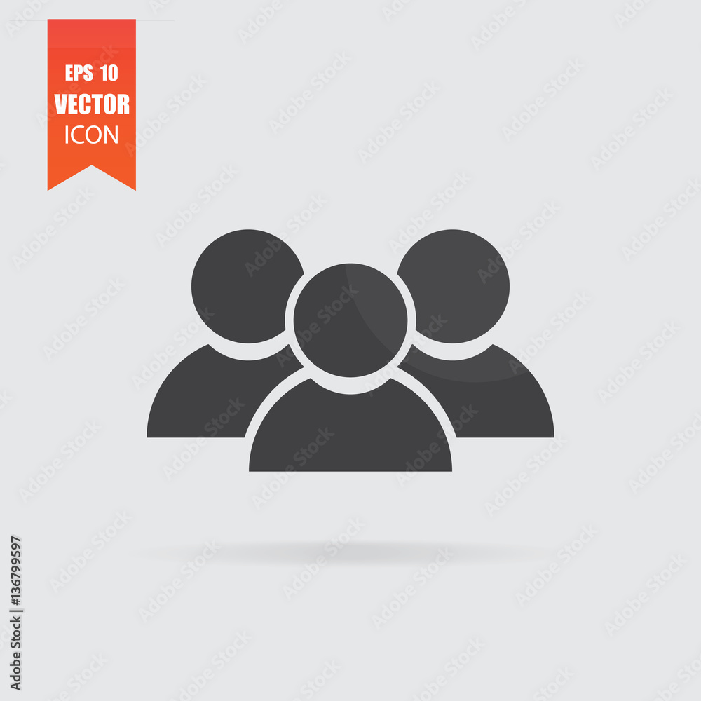 Users icon in flat style isolated on grey background. Users icon in flat style isolated on grey background.