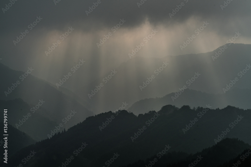 Nosegawa foggy mountain,Nara,Japan Nosegawa foggy mountain,Nara,Japan
