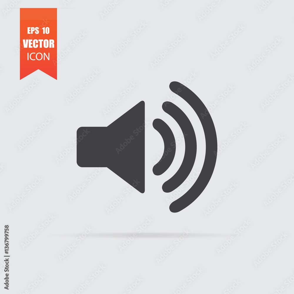 Volume icon in flat style isolated on grey background. Volume icon in flat style isolated on grey background.