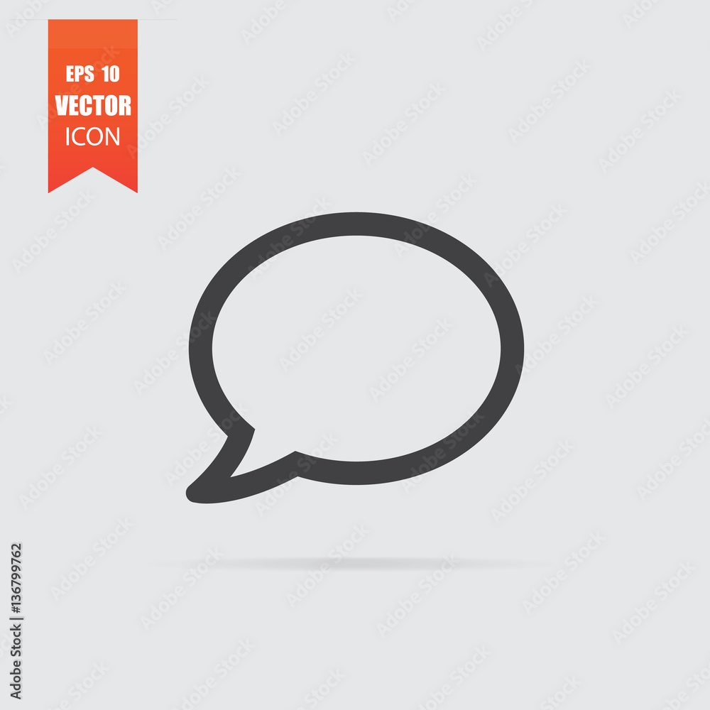 Speech bubble icon in flat style isolated on grey background. Speech bubble icon in flat style isolated on grey background.