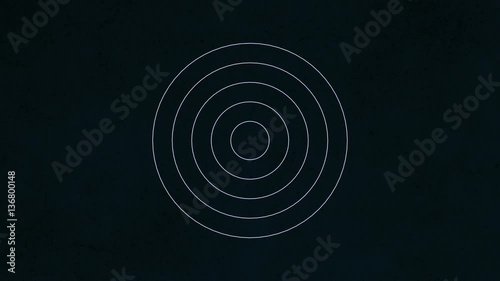 Background with concentric rings moving. Animation of radio wave, radar or sonar. Hypnotic graphic effect.