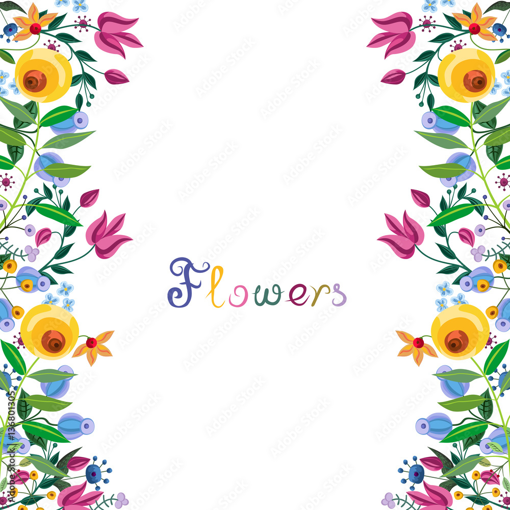 Fototapeta premium Vintage floral border for card or wedding invitation.