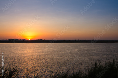 Beautiful views of the Mekong River at sunrise morning