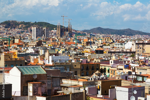 Sunny view of Barcelona city photo