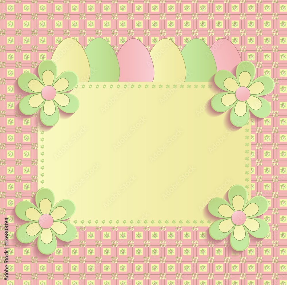 Happy easter flowers eeg spring 3D pink vector Happy easter flowers eeg spring 3D pink vector