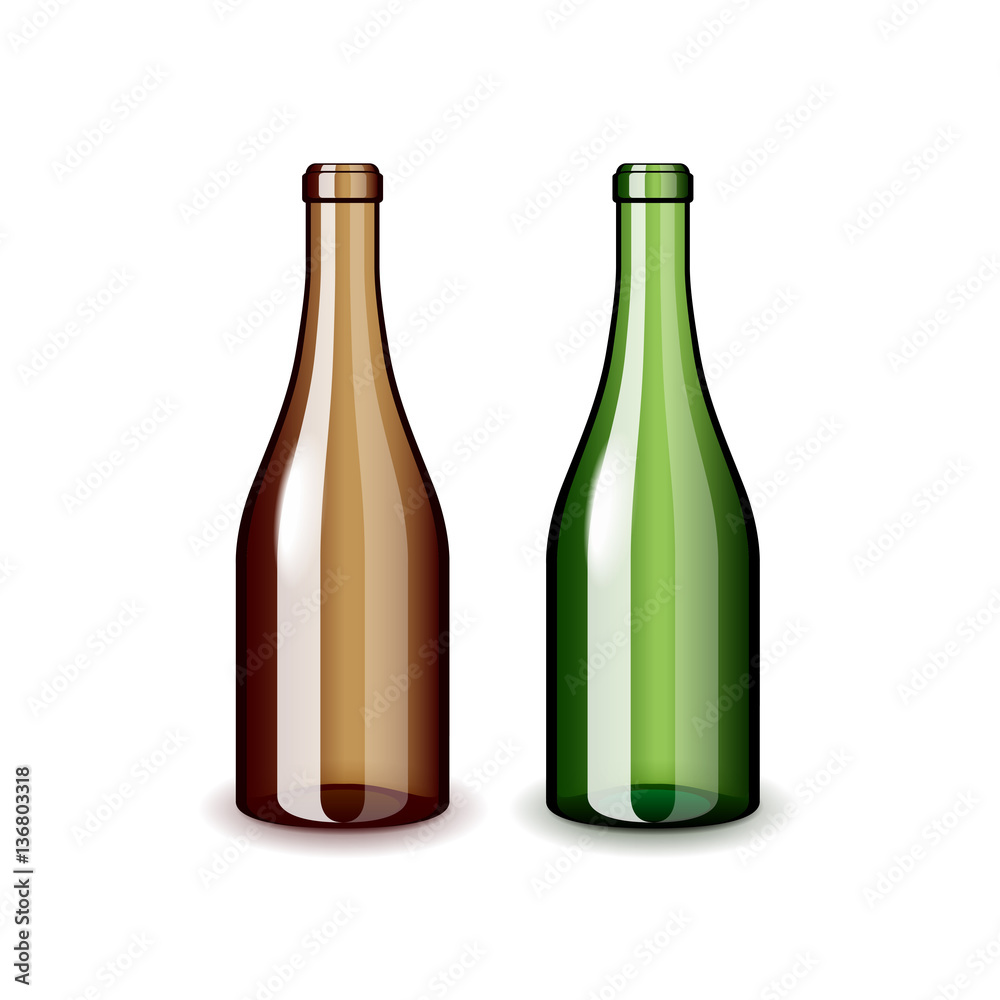 Two empty wine bottles isolated on white vector Two empty wine bottles isolated on white vector