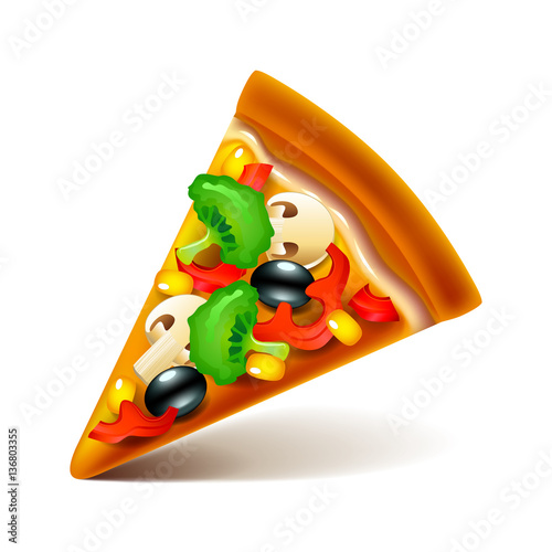 Vegetarian pizza slice isolated on white vector