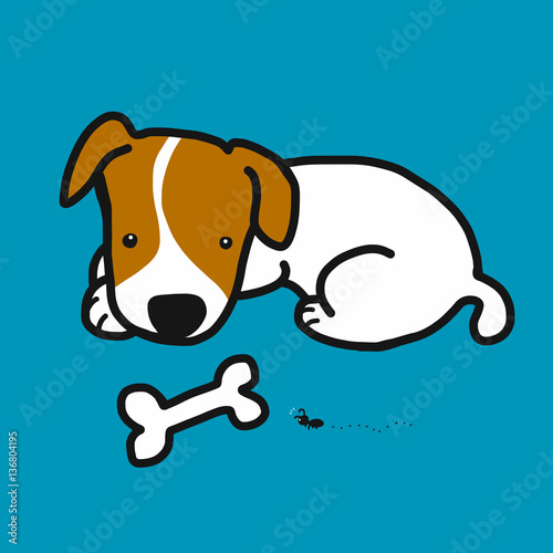 Jack Russell dog with bone vector cartoon illustration