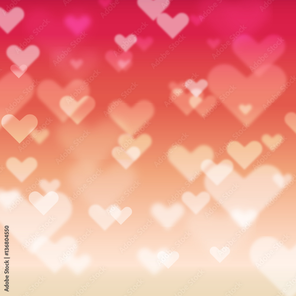 Heart light on red pink orange background