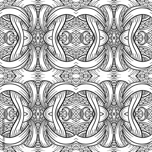 Vector black and white tentacles seamless pattern