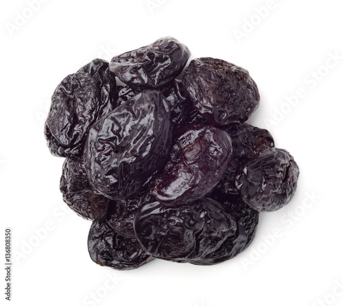Dried prunes isolated on a white