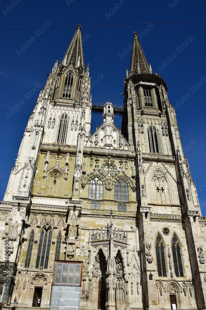 Regensburg, Bavaria, Germany – Detail of the historical gothic cathedral