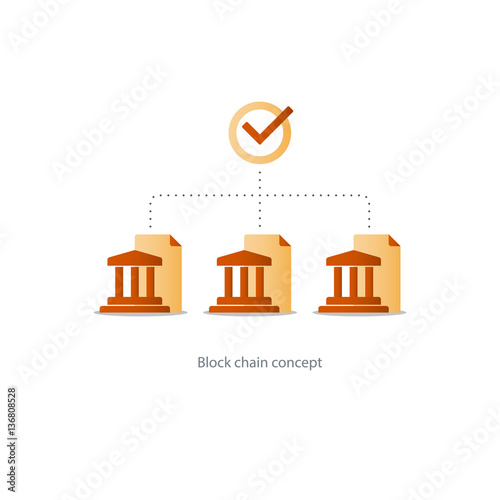 Financial system concept, bank chain, data analytics