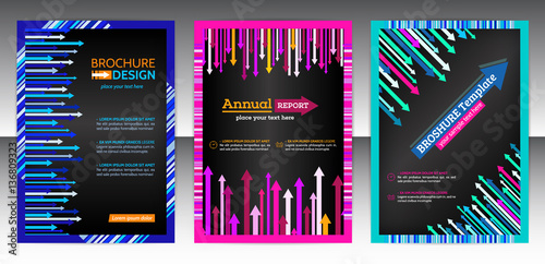 Abstract cover design with arrows elements. Abstract progress concept flyer. Brochure template layout, cover design of annual report. Vector eps 10