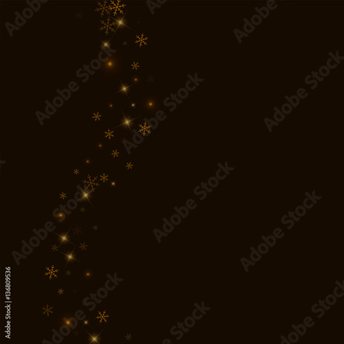 Sparse starry snow. Left wave on black background. Vector illustration.