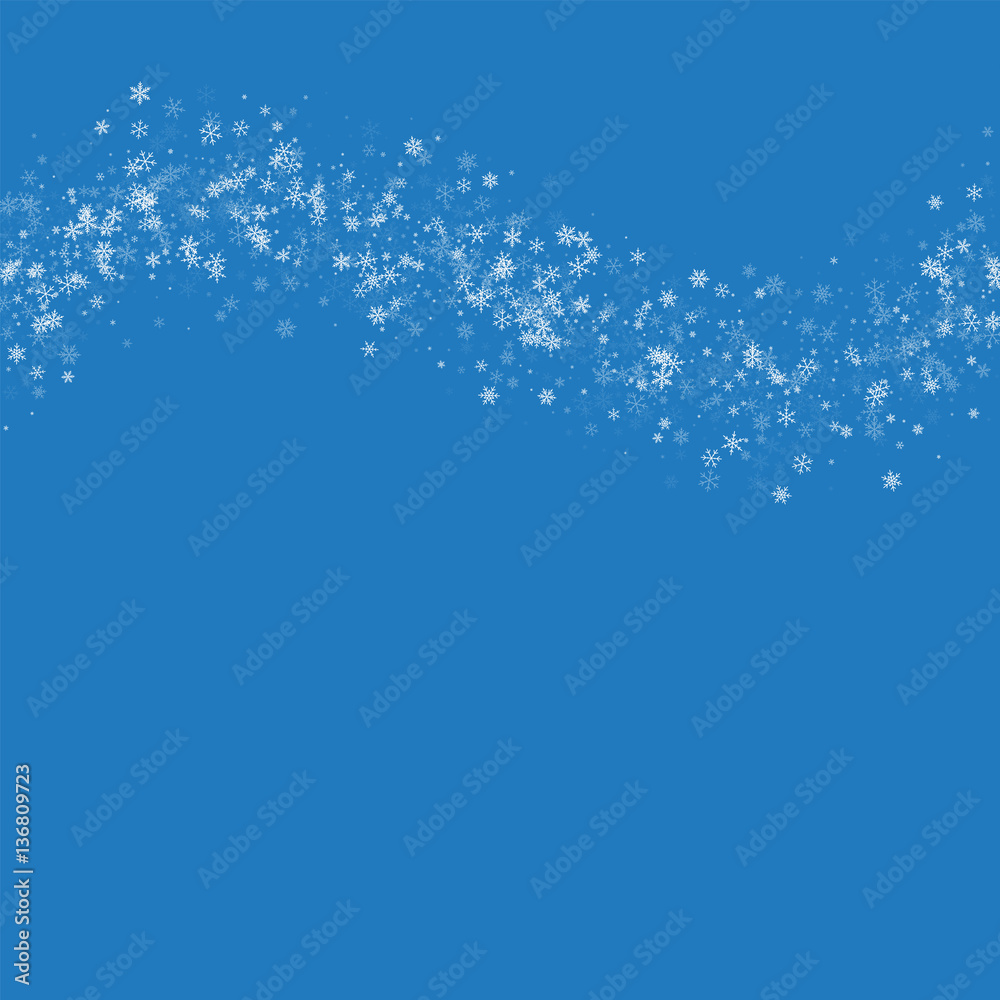 Beautiful snowfall. Top wave on blue background. Vector illustration. Beautiful snowfall. Top wave on blue background. Vector illustration.