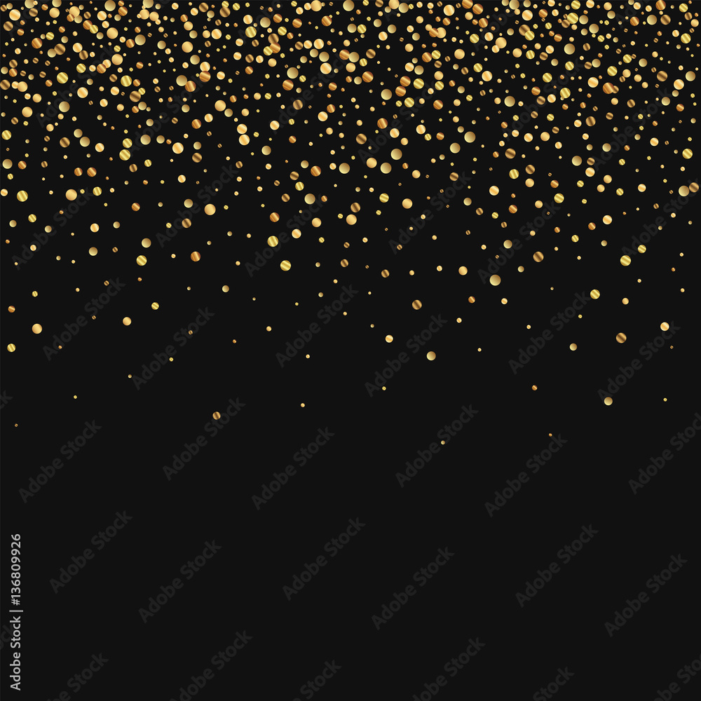 Gold confetti. Scatter top gradient on black background. Vector illustration. Gold confetti. Scatter top gradient on black background. Vector illustration.