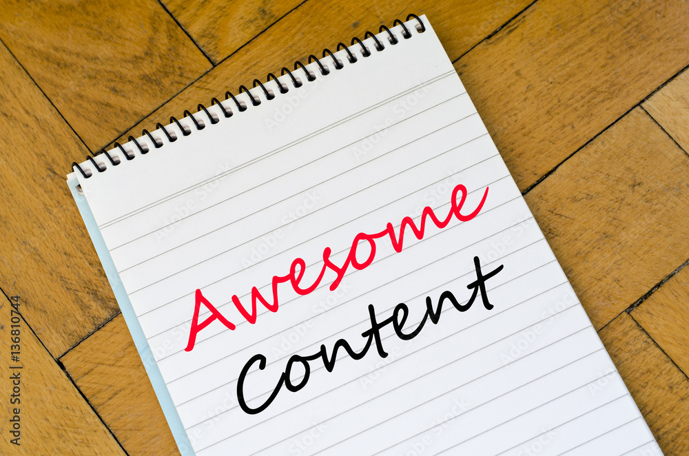 Awesome content concept on notebook Awesome content concept on notebook