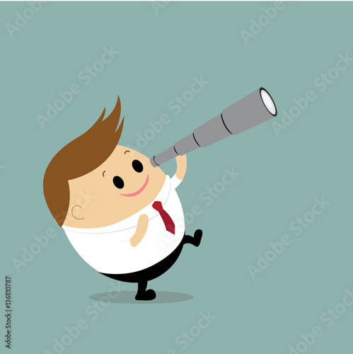 Vector of businessman with binocular , telescope for business vision