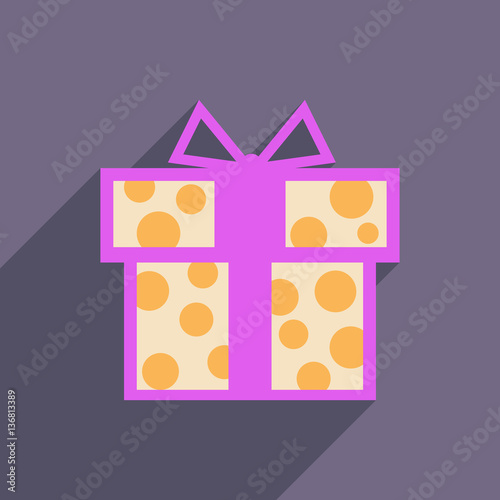 flat icon with long shadow gift box