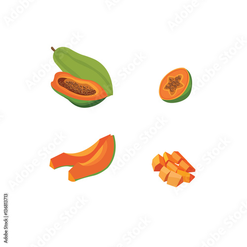 Set of papaya fruit