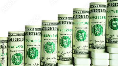 Stairs from rolled dollar money