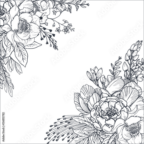 Wallpaper Mural Floral backgrounds with hand drawn flowers and plants Torontodigital.ca