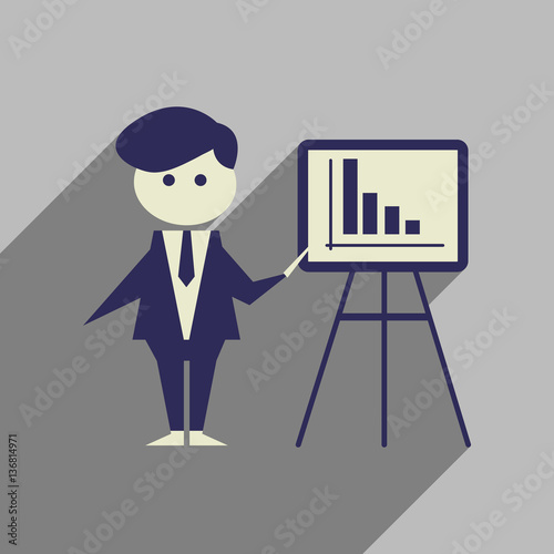 Flat web icon with long shadow businessman presentation
