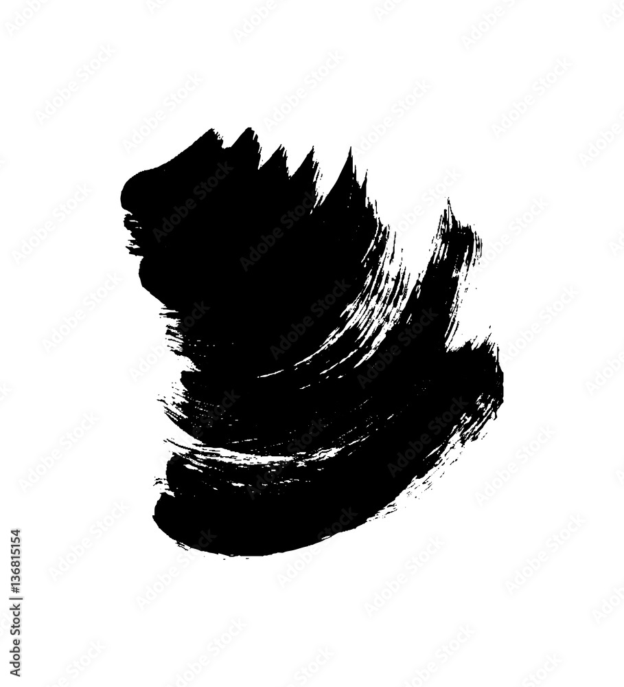 Fototapeta Black vector wavy brush strokes. Abstract design element