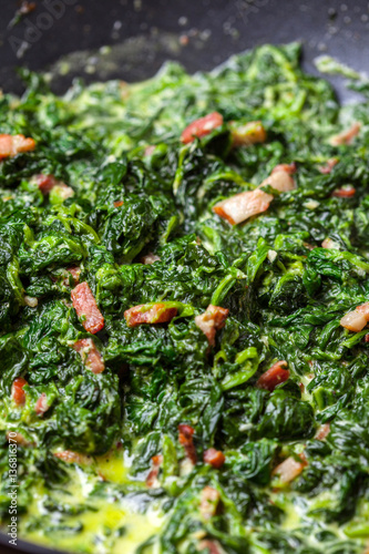 Spinach with bacon.