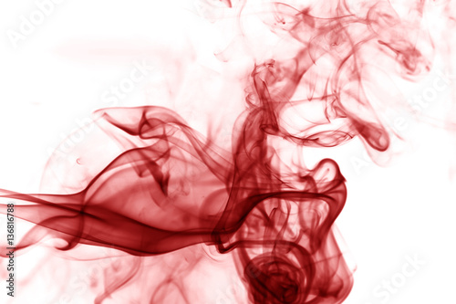 Toxic fumes movement on a white background..Red smoke movement o