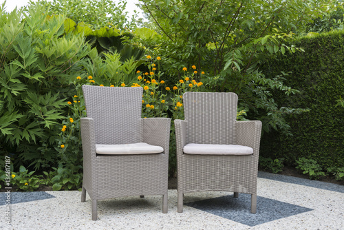 teracce with relax set in garden