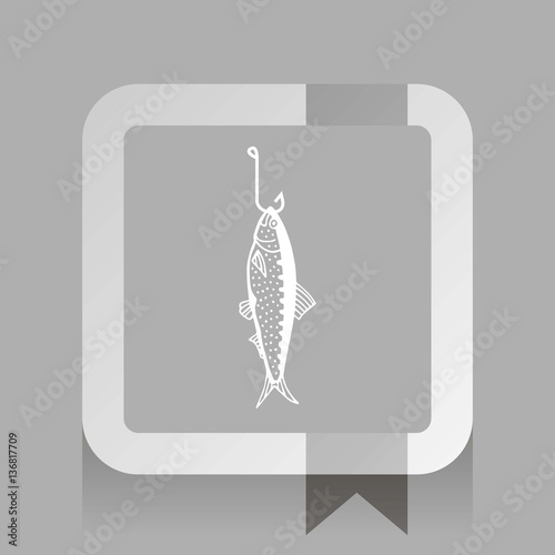 fish on the hook. white icon