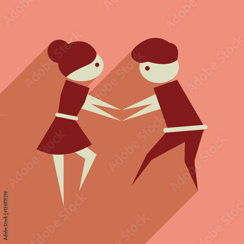Flat web icon with long shadow dancers couple