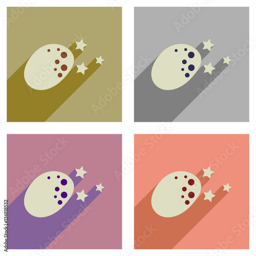 Concept of flat icons with long shadow meteorite stars