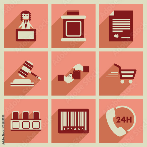 Concept of flat icons with long shadow judging 