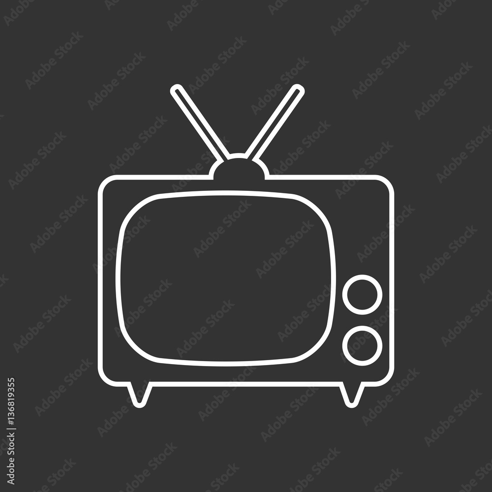 Tv Icon vector illustration in line style isolated on black background. Television symbol for web site design, logo, app, ui. Tv Icon vector illustration in line style isolated on black background. Television symbol for web site design, logo, app, ui.