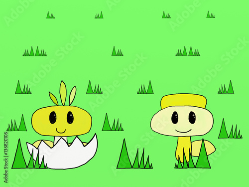 Easter chicks   Digital drawing. Inspired by children s drawings.