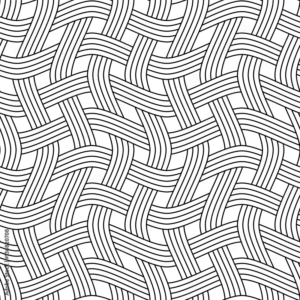 Vector seamless pattern. Modern stylish texture. Monochrome geometrical pattern of interwoven strips