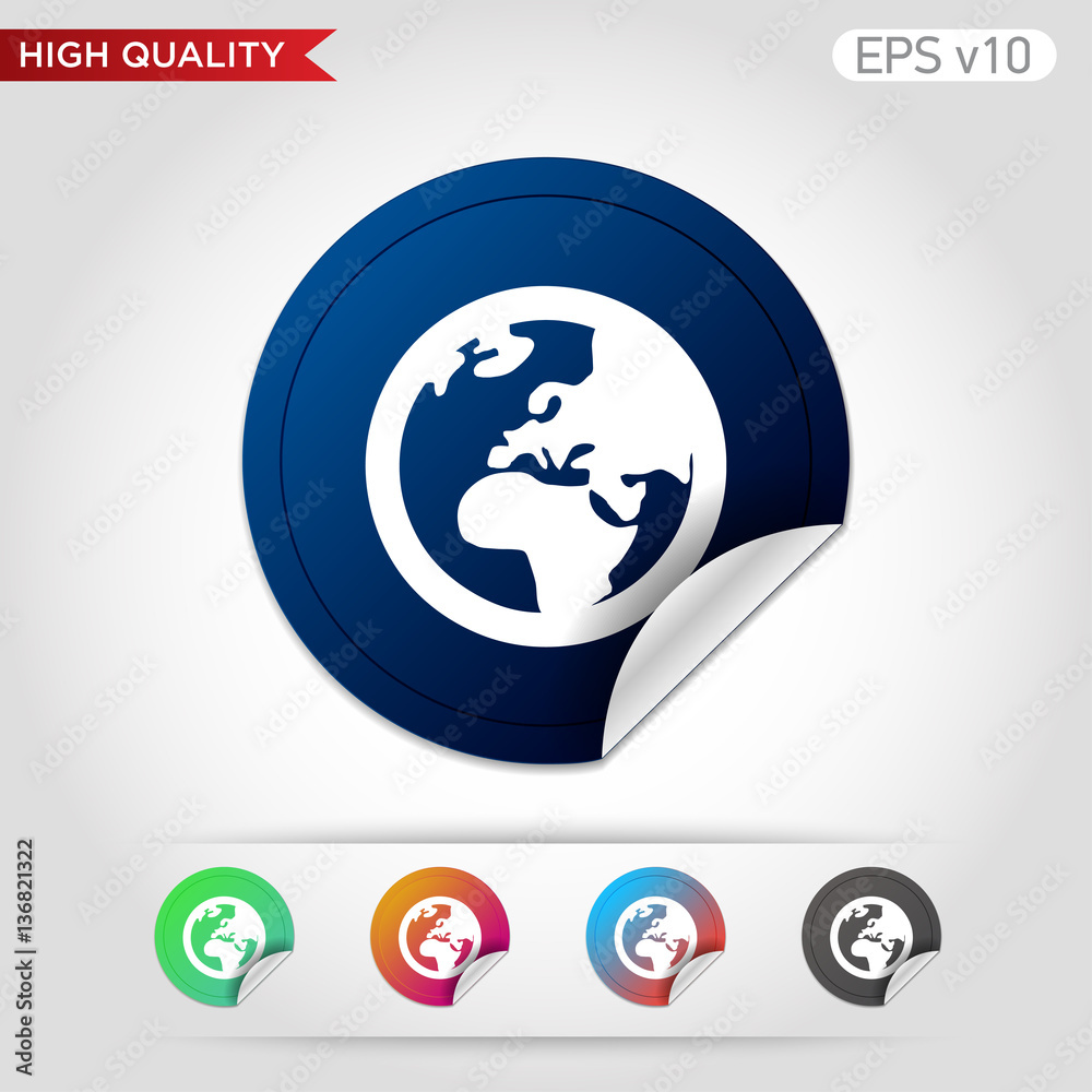 Earth icon. Button with planet icon. Modern UI vector. Earth icon. Button with planet icon. Modern UI vector.