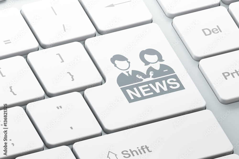 News concept: Anchorman on computer keyboard background News concept: Anchorman on computer keyboard background