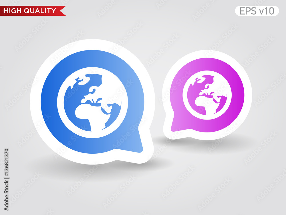 Earth icon. Button with planet icon. Modern UI vector.