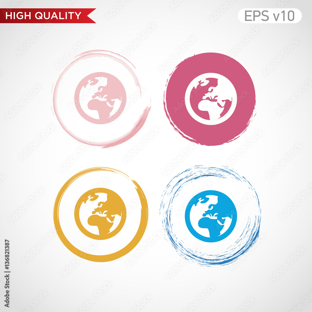 Earth icon. Button with planet icon. Modern UI vector. Earth icon. Button with planet icon. Modern UI vector.