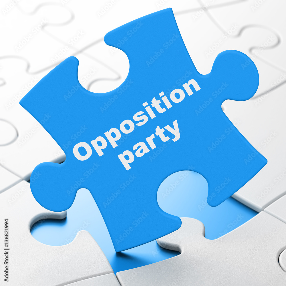 Political concept: Opposition Party on puzzle background Political concept: Opposition Party on puzzle background