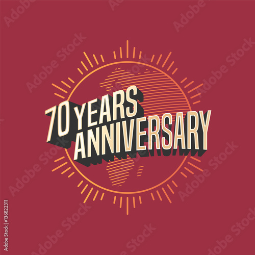 70 years anniversary vector icon, logo