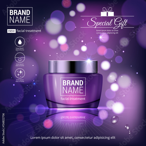 Facial cream glass jar realistic vector illustration isolated on